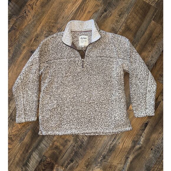 DYLAN Los Angeles Faux Fur 1/4 Zip Frosty Tip Pullover (M) - Picture 1 of 4